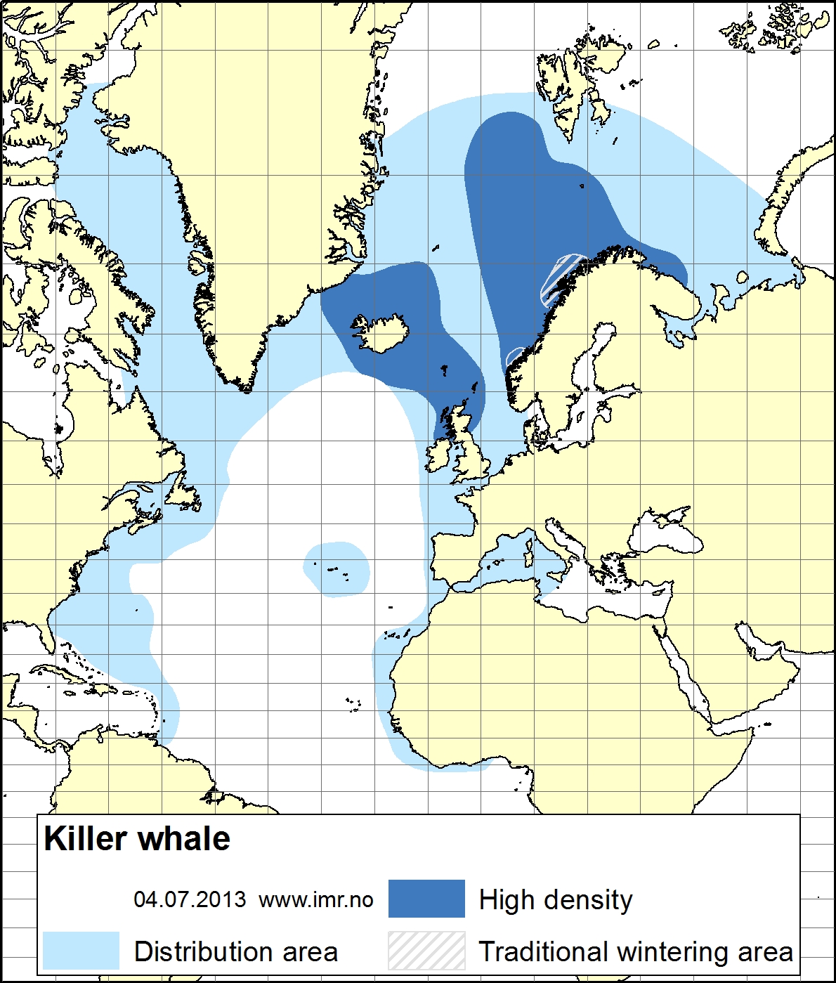 distribution map killer whale