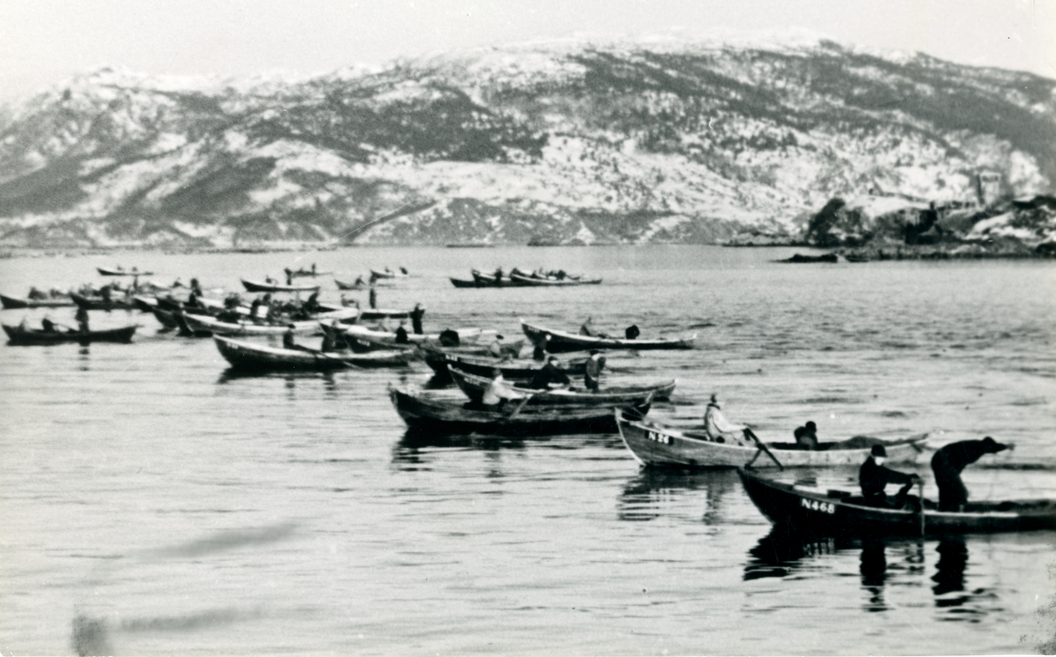 Historisk bilete av fiske i Borgundfjorden