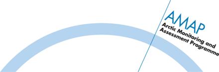 logoen til AMAP, en blå strekbue med skrå bokstaver oppå