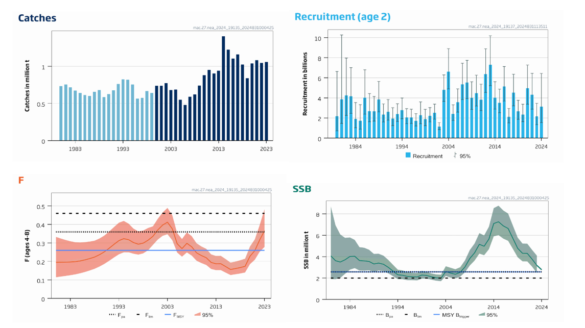 grafer som fremstiller status for makrellbestanden