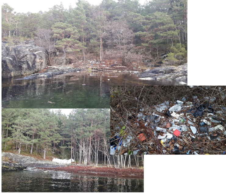 Bildet av plastforurensete strende ved Ånuglo, Vestland. Strandrydding har vist at det finnes mye plast og annet søppel på strender i området som sannsynlig har hopet seg opp over lang tid.