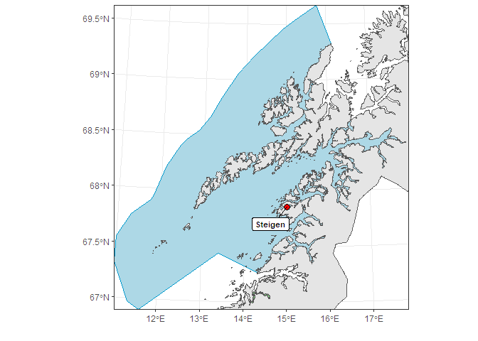 Figur 36. Områder for overvåking i produksjonsområde 9. Rød sirkel angir posisjoner for undersøkelser med ruser og garn. Det er ingen nasjonale laksefjorder i PO 9.