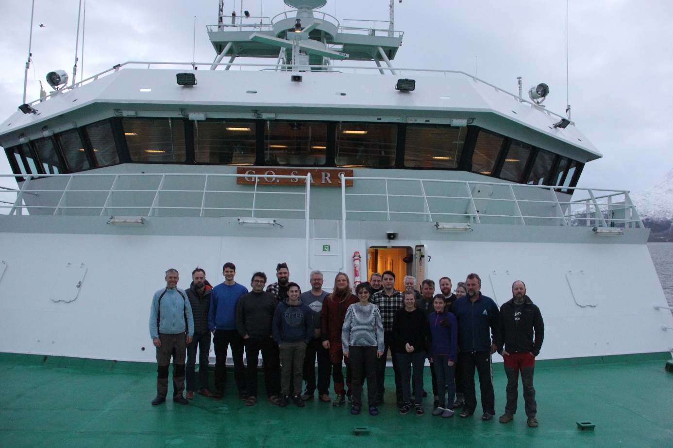 Group photo of crew on deck