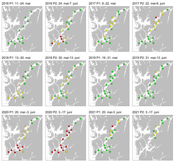 markerte kartmodeller, ulike perioder Hardangerfjorden
