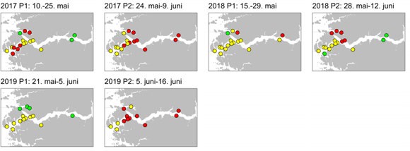 markerte kartmodeller, ulike perioder Sognefjorden