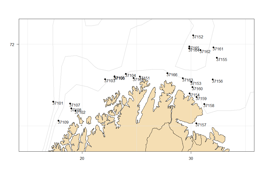 Fig. A1_1. Pelagic trawl stations with associated serial numbers.
