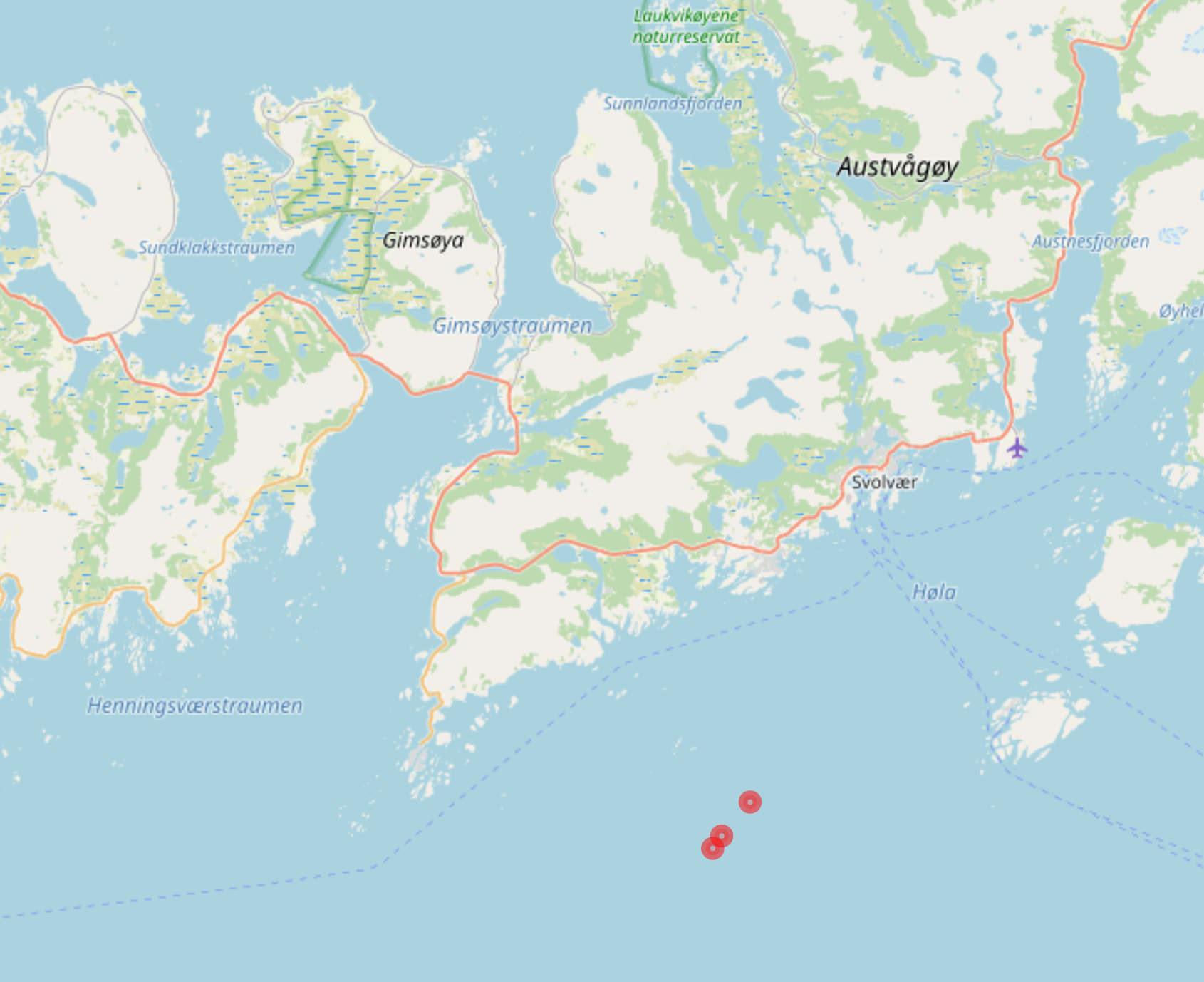 kart over stasjoner i vestfjorden