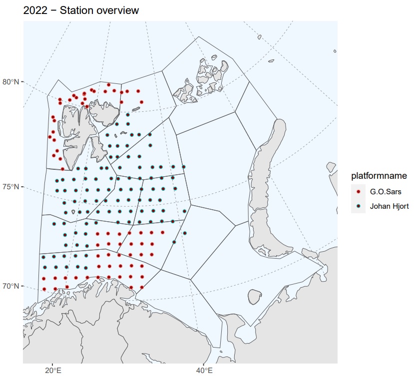 Spatial coverage 0-group fish 2022
