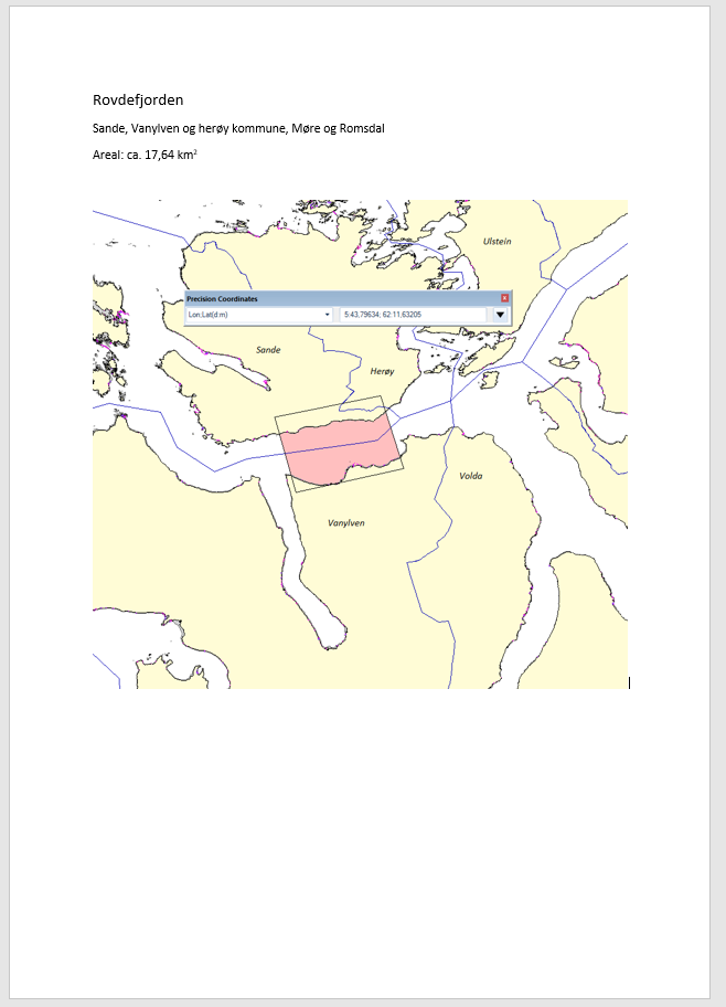 The second page of the applicaiton to FOH for declassificaiton showing the area being applied for on a map
