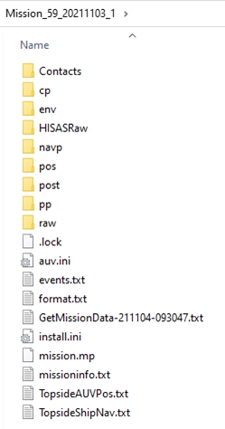 screenshot of a typical mission folder structure