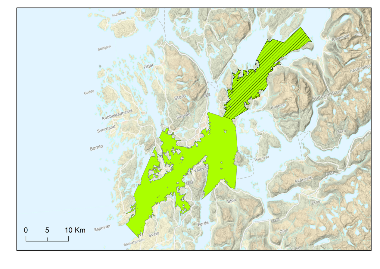 Kart viser område for tråling i Hardangerfjorden