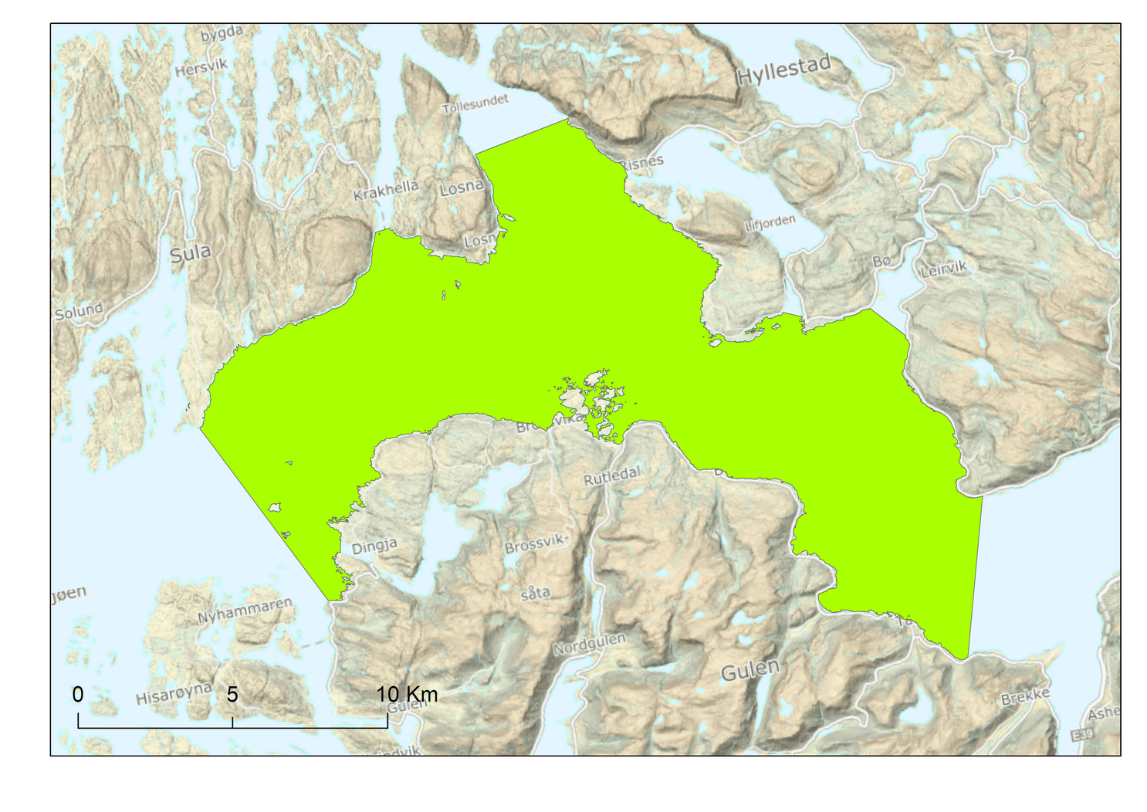 Kart viser område for tråling i Sognefjorden