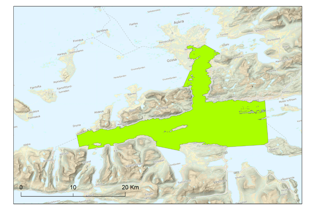 Kart viser område for tråling i Romsdalsfjorden