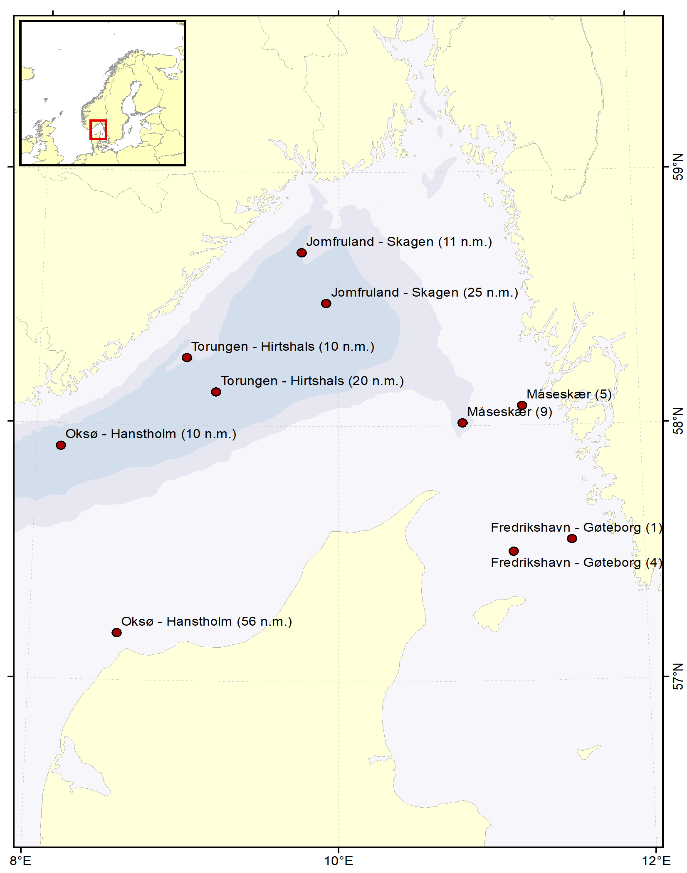 Figure 5. Stations where seawater has been collected yearly since 2008 for analyses of Cs-137