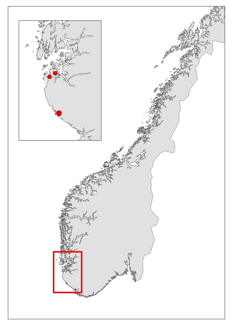 Dette er et kart som viser hvor Stavanger, Tananger og Egersund ligger i Norge