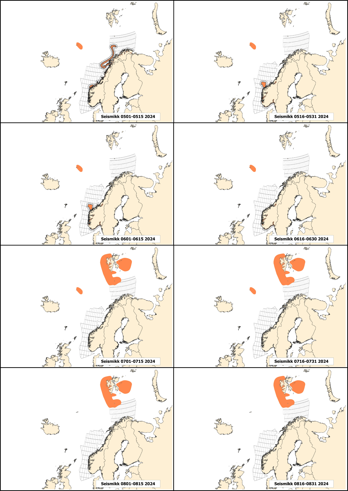 Figur A1.4 Oversikt over rådgivningskart for seismikk