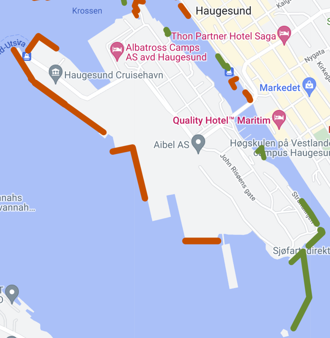 Dette er et kart som viser utbredelsen av havnespy på Risøy