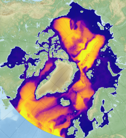 Figure A1: Domain and bathymetry of the TOPAZ4b model configuration (Figure obtained from the Copernicus Marine Service - https://doi.org/10.48670/moi-00007).