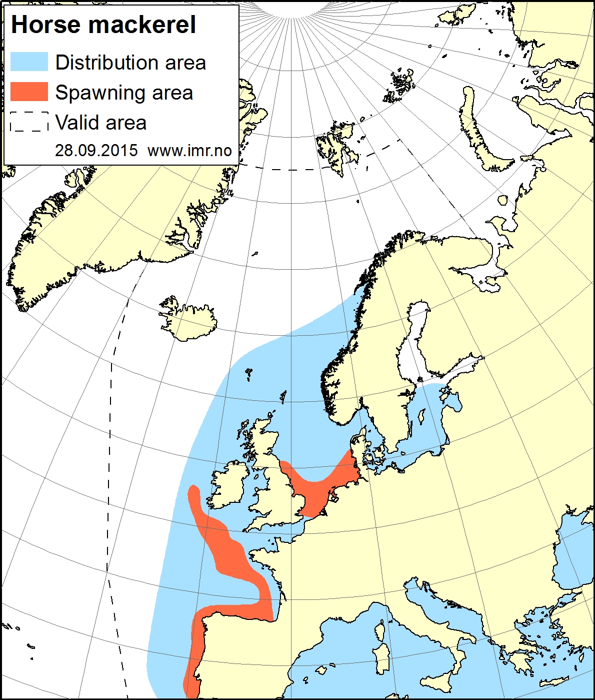 Distribution map horse mackerel