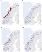 Kart som viser oppdrettslokalitetar i Nordland, Trøndelag og Møre og Romsdal.